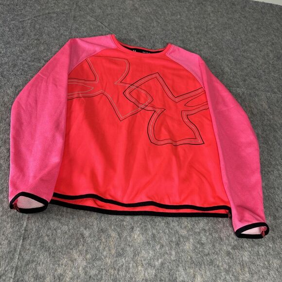 Under Armour Girls Long Sleeve Pink Fleece Lined Pullover Sweatshirt Size‎ L - Picture 1 of 10